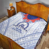 Queen Salote College 100 Years Personalized Quilt Tonga QSC Heilala Lei White Ngatu Pattern LT14 - Polynesian Pride