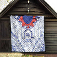 Queen Salote College 100 Years Personalized Quilt Tonga QSC Heilala Lei White Ngatu Pattern LT14 - Polynesian Pride