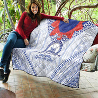 Queen Salote College 100 Years Personalized Quilt Tonga QSC Heilala Lei White Ngatu Pattern LT14 - Polynesian Pride