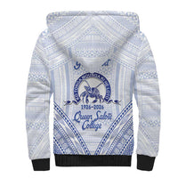 Queen Salote College 100 Years Personalized Sherpa Hoodie Tonga QSC Heilala Lei White Ngatu Pattern LT14 - Polynesian Pride