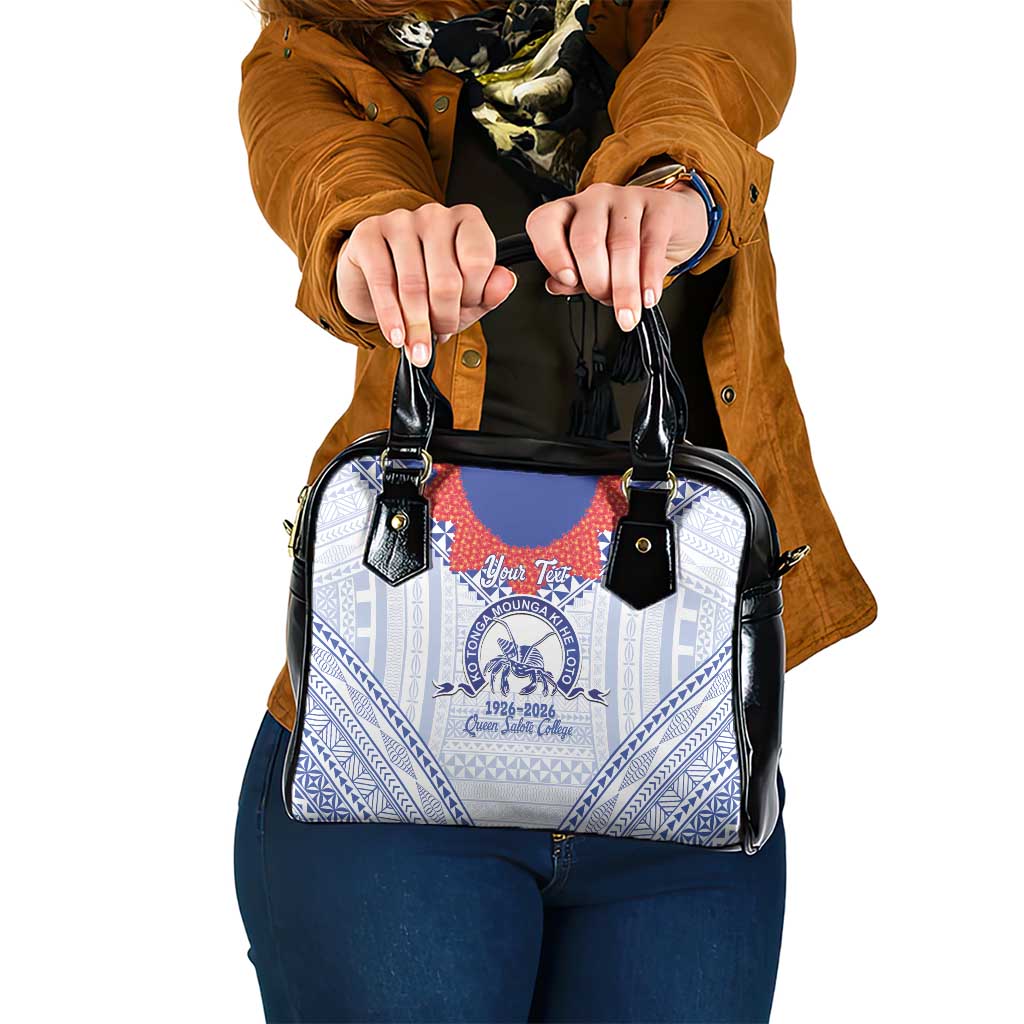 Queen Salote College 100 Years Personalized Shoulder Handbag Tonga QSC Heilala Lei White Ngatu Pattern LT14 One Size White - Polynesian Pride