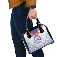 Queen Salote College 100 Years Personalized Shoulder Handbag Tonga QSC Heilala Lei White Ngatu Pattern LT14 - Polynesian Pride