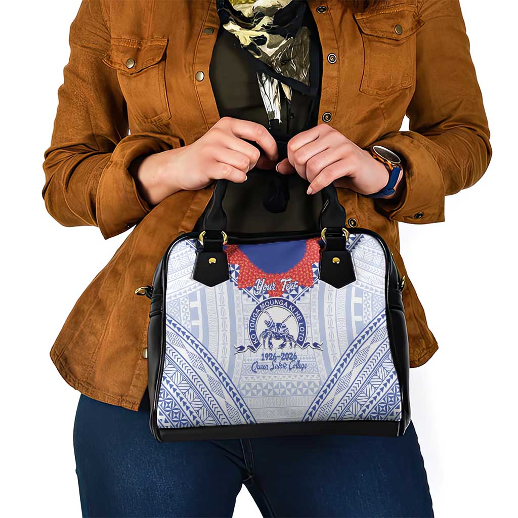 Queen Salote College 100 Years Personalized Shoulder Handbag Tonga QSC Heilala Lei White Ngatu Pattern LT14 - Polynesian Pride