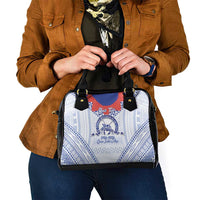 Queen Salote College 100 Years Personalized Shoulder Handbag Tonga QSC Heilala Lei White Ngatu Pattern LT14 - Polynesian Pride