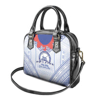 Queen Salote College 100 Years Personalized Shoulder Handbag Tonga QSC Heilala Lei White Ngatu Pattern LT14 - Polynesian Pride
