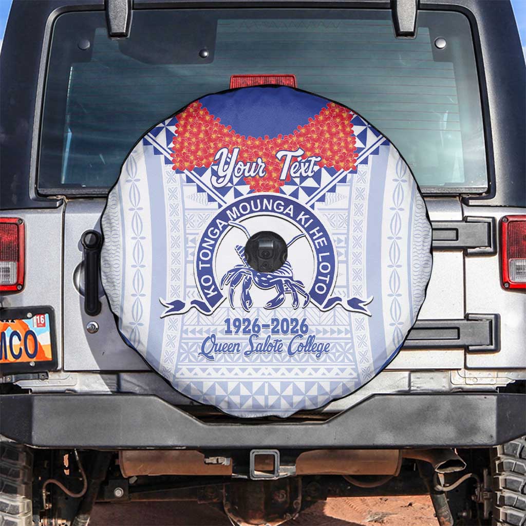 Queen Salote College 100 Years Personalized Spare Tire Cover Tonga QSC Heilala Lei White Ngatu Pattern LT14 White - Polynesian Pride