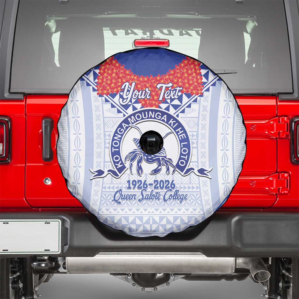 Queen Salote College 100 Years Personalized Spare Tire Cover Tonga QSC Heilala Lei White Ngatu Pattern LT14 - Polynesian Pride