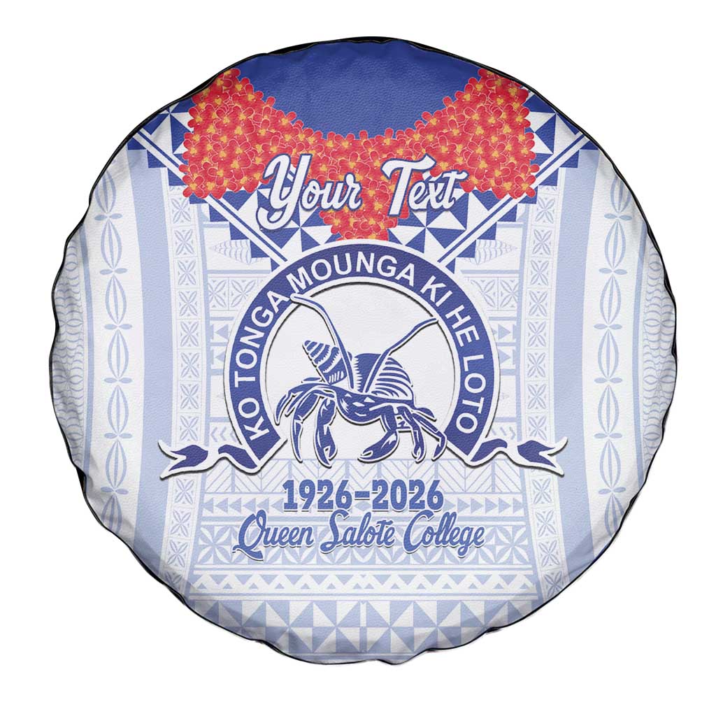 Queen Salote College 100 Years Personalized Spare Tire Cover Tonga QSC Heilala Lei White Ngatu Pattern LT14 - Polynesian Pride