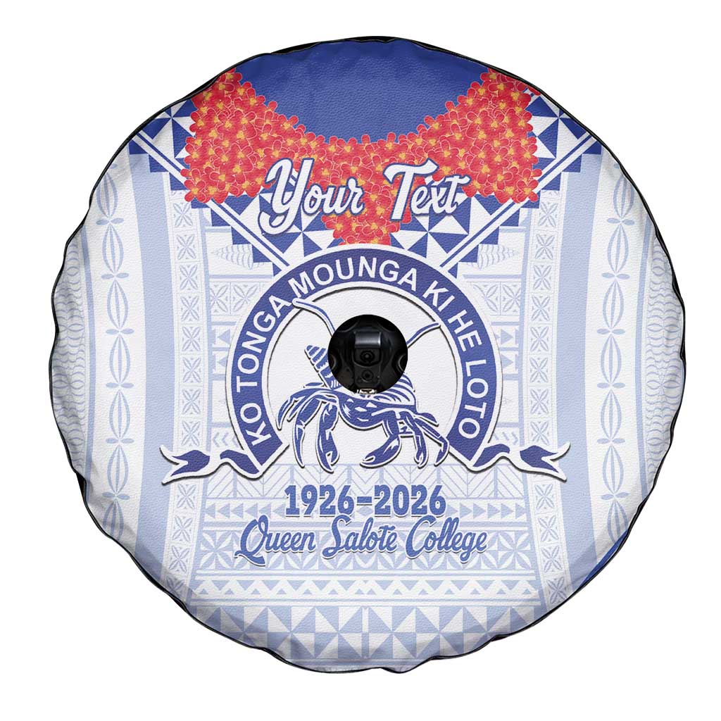 Queen Salote College 100 Years Personalized Spare Tire Cover Tonga QSC Heilala Lei White Ngatu Pattern LT14 - Polynesian Pride