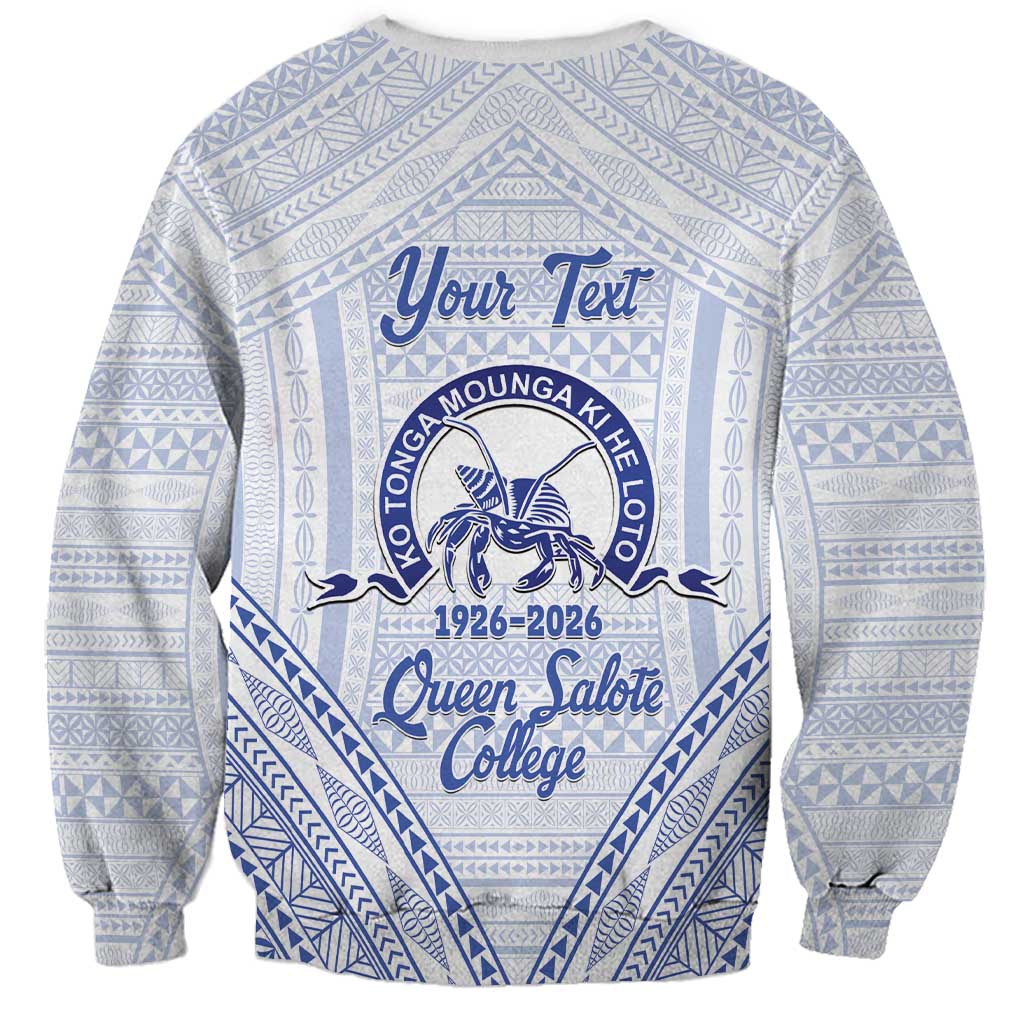 Queen Salote College 100 Years Personalized Sweatshirt Tonga QSC Heilala Lei White Ngatu Pattern LT14 - Polynesian Pride