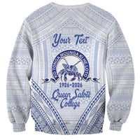 Queen Salote College 100 Years Personalized Sweatshirt Tonga QSC Heilala Lei White Ngatu Pattern LT14 - Polynesian Pride