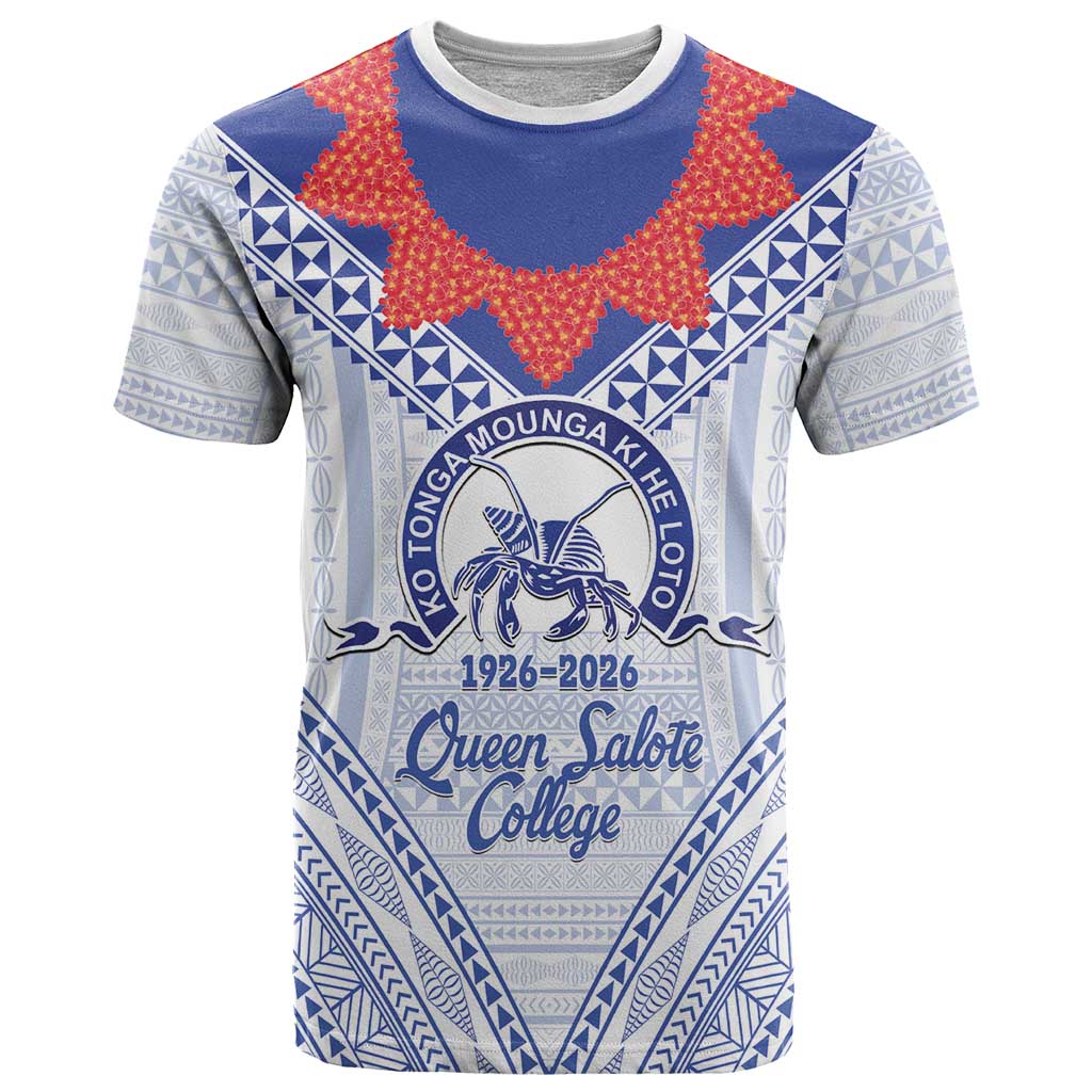 Queen Salote College 100 Years Personalized T Shirt Tonga QSC Heilala Lei White Ngatu Pattern LT14 White - Polynesian Pride