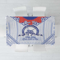 Queen Salote College 100 Years Personalized Tablecloth Tonga QSC Heilala Lei White Ngatu Pattern LT14 White - Polynesian Pride