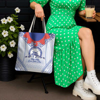 Queen Salote College 100 Years Personalized Tote Bag Tonga QSC Heilala Lei White Ngatu Pattern LT14 - Polynesian Pride