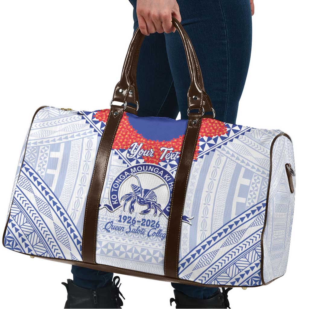 Queen Salote College 100 Years Personalized Travel Bag Tonga QSC Heilala Lei White Ngatu Pattern LT14 - Polynesian Pride