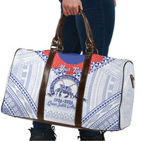 Queen Salote College 100 Years Personalized Travel Bag Tonga QSC Heilala Lei White Ngatu Pattern LT14 - Polynesian Pride