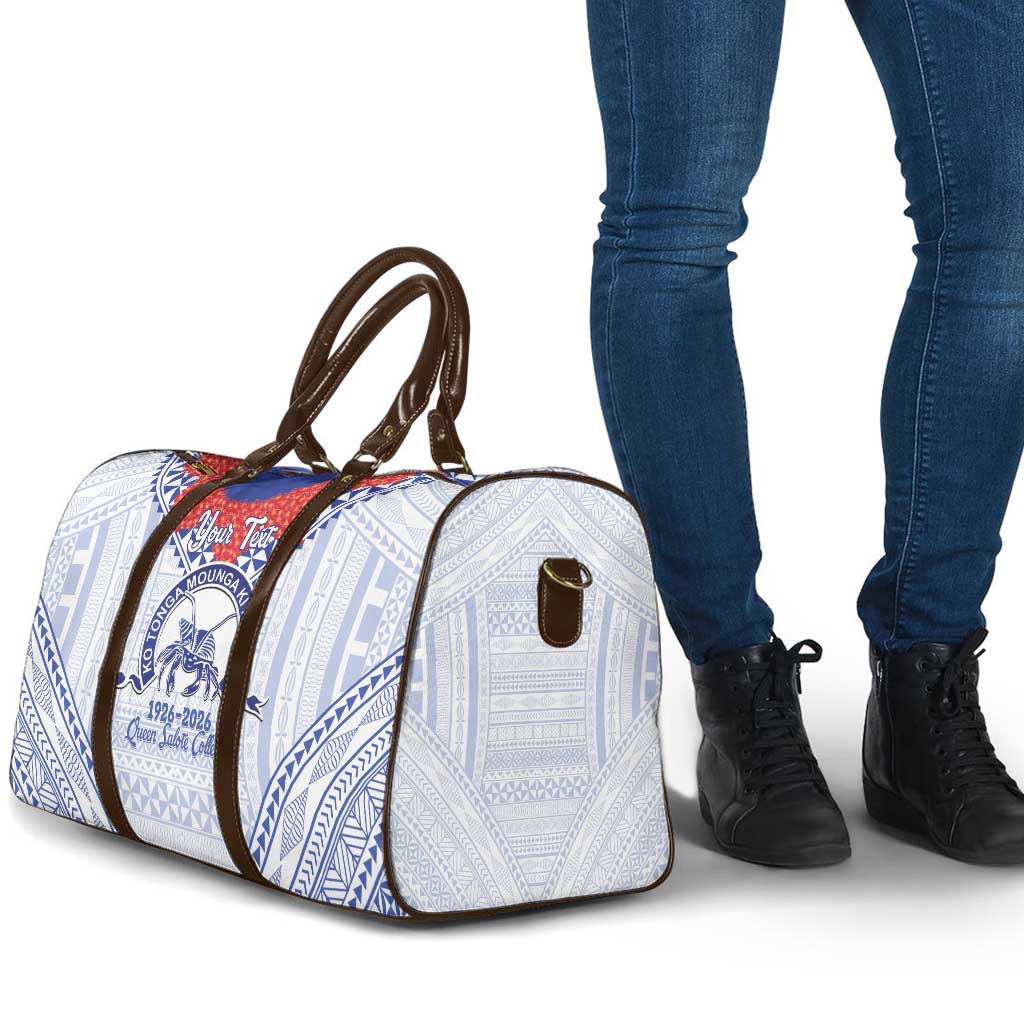 Queen Salote College 100 Years Personalized Travel Bag Tonga QSC Heilala Lei White Ngatu Pattern LT14 - Polynesian Pride