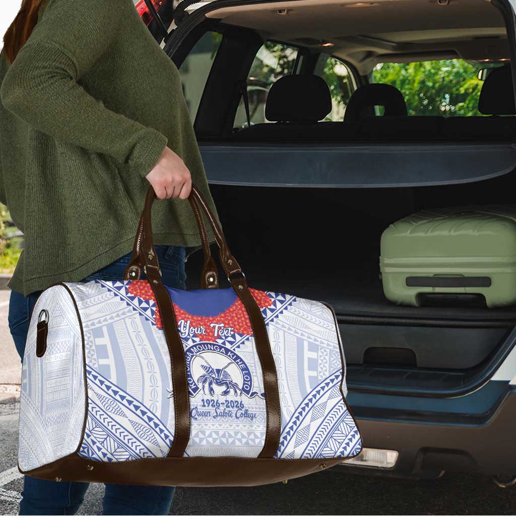 Queen Salote College 100 Years Personalized Travel Bag Tonga QSC Heilala Lei White Ngatu Pattern LT14 - Polynesian Pride