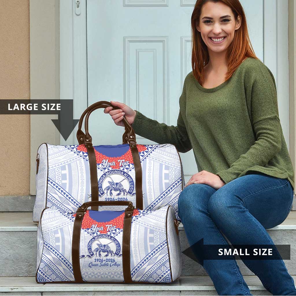 Queen Salote College 100 Years Personalized Travel Bag Tonga QSC Heilala Lei White Ngatu Pattern LT14 - Polynesian Pride