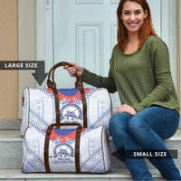Queen Salote College 100 Years Personalized Travel Bag Tonga QSC Heilala Lei White Ngatu Pattern LT14 - Polynesian Pride