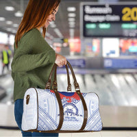 Queen Salote College 100 Years Personalized Travel Bag Tonga QSC Heilala Lei White Ngatu Pattern LT14 - Polynesian Pride