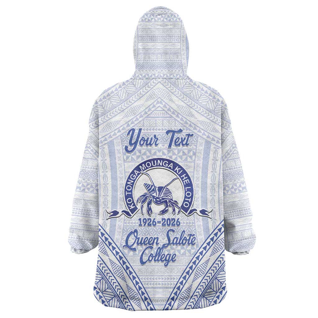 Queen Salote College 100 Years Personalized Wearable Blanket Hoodie Tonga QSC Heilala Lei White Ngatu Pattern LT14 - Polynesian Pride