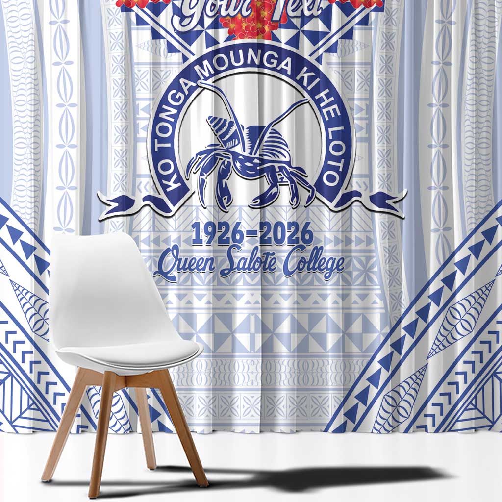 Queen Salote College 100 Years Personalized Window Curtain Tonga QSC Heilala Lei White Ngatu Pattern LT14 - Polynesian Pride