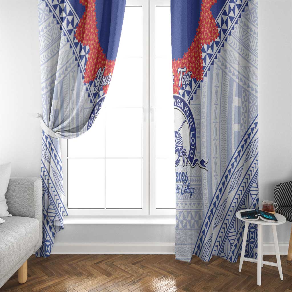 Queen Salote College 100 Years Personalized Window Curtain Tonga QSC Heilala Lei White Ngatu Pattern LT14 - Polynesian Pride