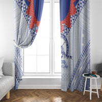 Queen Salote College 100 Years Personalized Window Curtain Tonga QSC Heilala Lei White Ngatu Pattern LT14 - Polynesian Pride