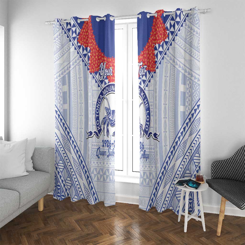 Queen Salote College 100 Years Personalized Window Curtain Tonga QSC Heilala Lei White Ngatu Pattern LT14 With Grommets White - Polynesian Pride