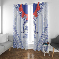 Queen Salote College 100 Years Personalized Window Curtain Tonga QSC Heilala Lei White Ngatu Pattern LT14 With Grommets White - Polynesian Pride