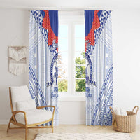 Queen Salote College 100 Years Personalized Window Curtain Tonga QSC Heilala Lei White Ngatu Pattern LT14 - Polynesian Pride