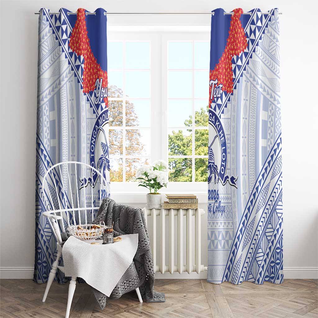 Queen Salote College 100 Years Personalized Window Curtain Tonga QSC Heilala Lei White Ngatu Pattern LT14 - Polynesian Pride