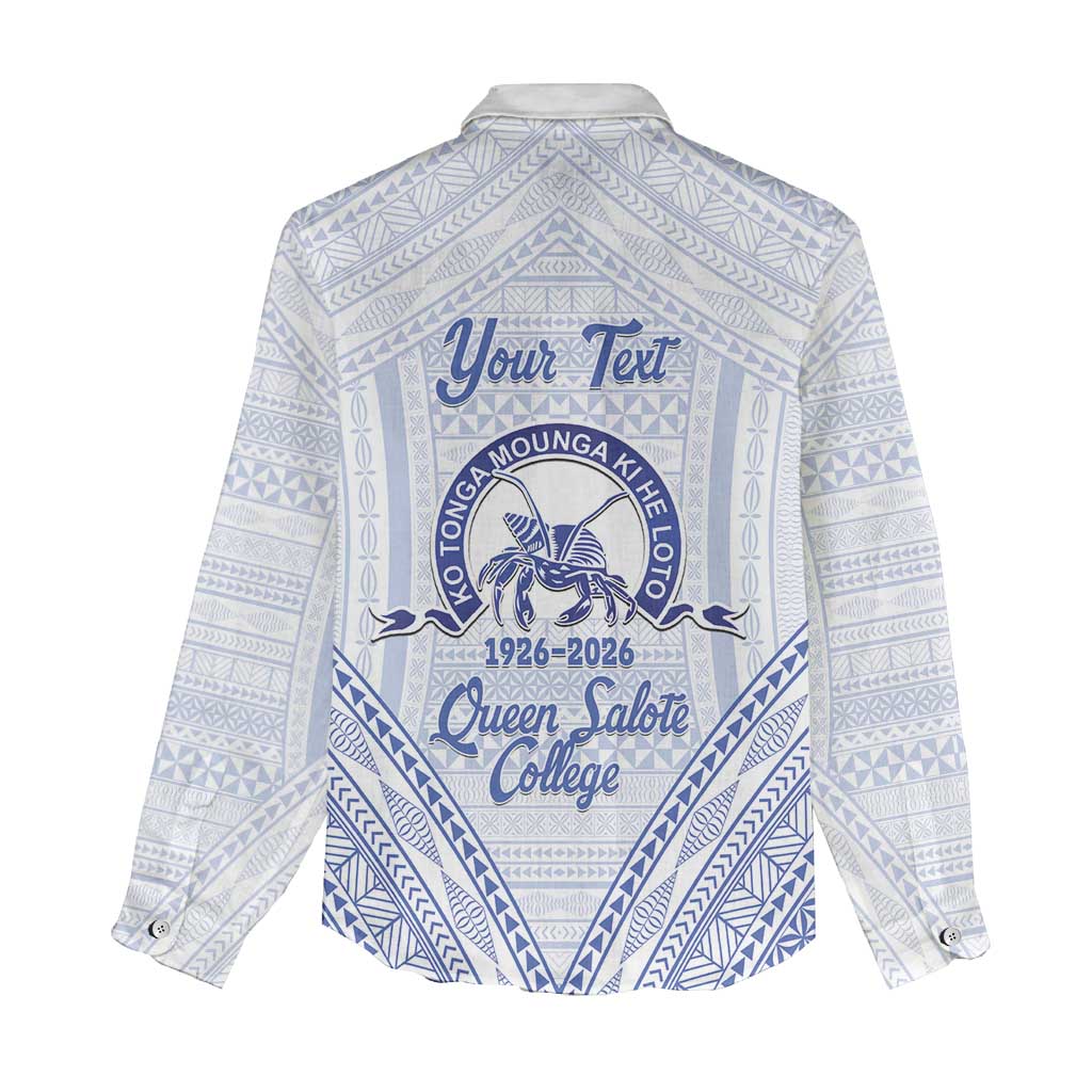 Queen Salote College 100 Years Personalized Women Casual Shirt Tonga QSC Heilala Lei White Ngatu Pattern LT14 - Polynesian Pride