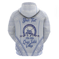Queen Salote College 100 Years Personalized Zip Hoodie Tonga QSC Heilala Lei White Ngatu Pattern LT14 - Polynesian Pride