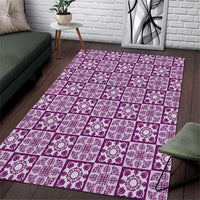 Poni Palaka Quilt Hawaii Area Rug Hawaiian Tropical Monstera Sea Turtle LT14 Purple - Polynesian Pride