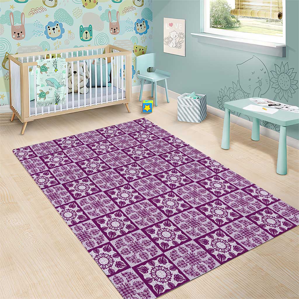 Poni Palaka Quilt Hawaii Area Rug Hawaiian Tropical Monstera Sea Turtle LT14 - Polynesian Pride