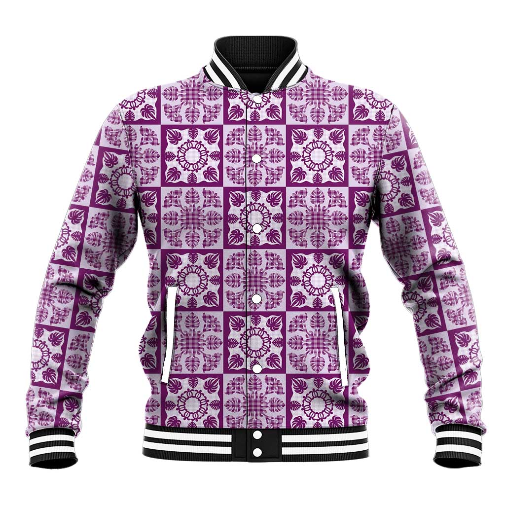 Poni Palaka Quilt Hawaii Baseball Jacket Hawaiian Tropical Monstera Sea Turtle