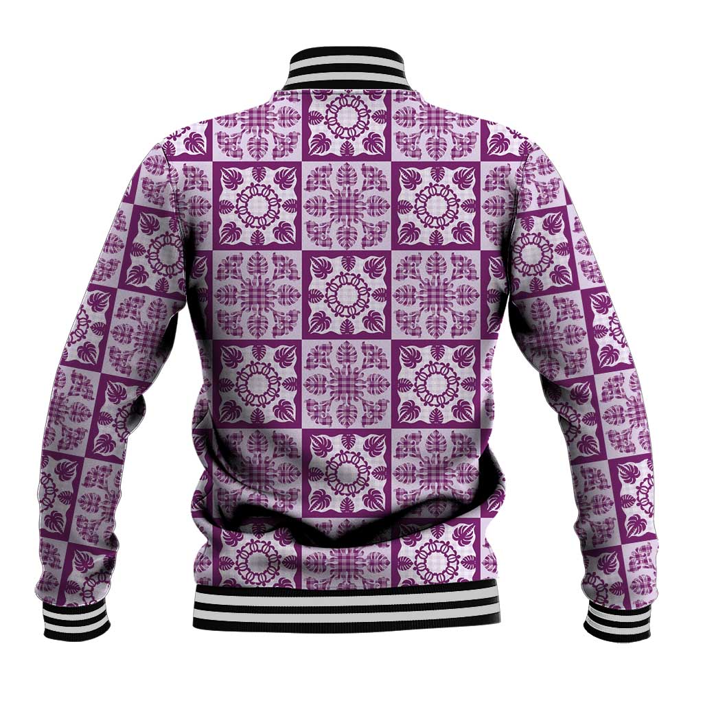 Poni Palaka Quilt Hawaii Baseball Jacket Hawaiian Tropical Monstera Sea Turtle
