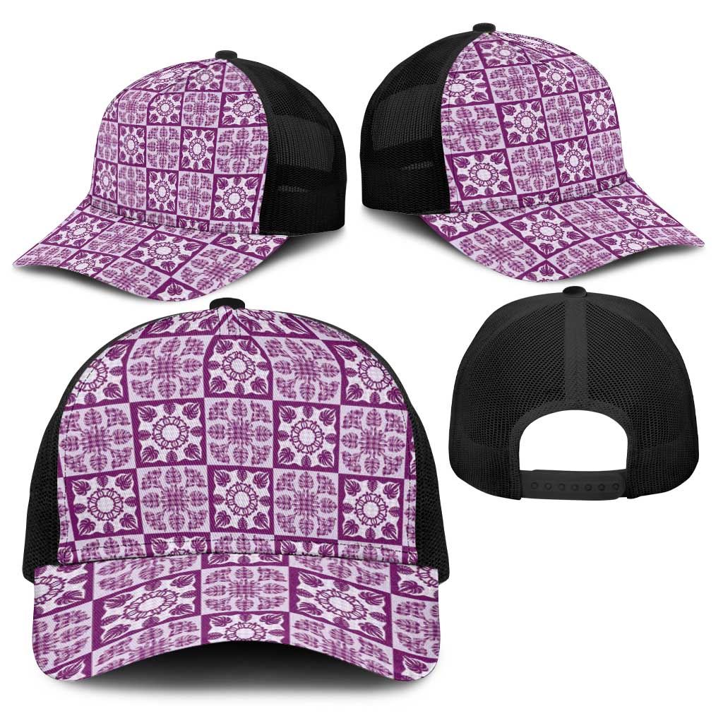 Poni Palaka Quilt Hawaii Baseball Net Cap Hawaiian Tropical Monstera Sea Turtle LT14 - Polynesian Pride