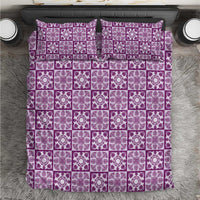 Poni Palaka Quilt Hawaii Bedding Set Hawaiian Tropical Monstera Sea Turtle LT14 Purple - Polynesian Pride