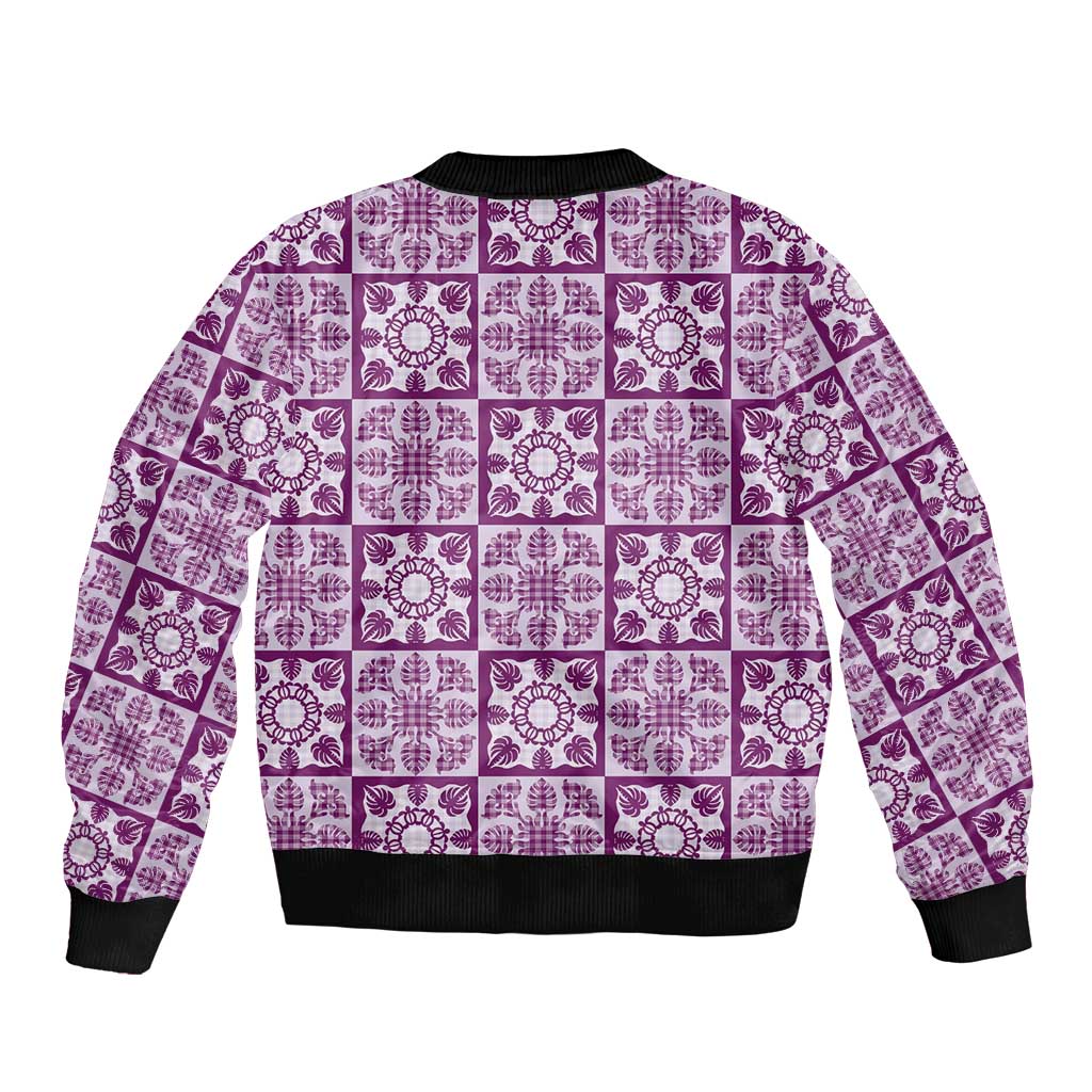 Poni Palaka Quilt Hawaii Bomber Jacket Hawaiian Tropical Monstera Sea Turtle LT14 - Polynesian Pride