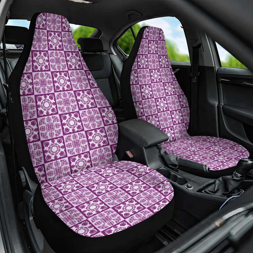 Poni Palaka Quilt Hawaii Car Seat Cover Hawaiian Tropical Monstera Sea Turtle LT14 One Size Purple - Polynesian Pride