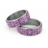 Poni Palaka Quilt Hawaii Classic Ring Hawaiian Tropical Monstera Sea Turtle LT14 Sliver Purple - Polynesian Pride