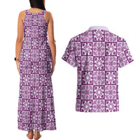 Poni Palaka Quilt Hawaii Couples Matching Tank Maxi Dress and Hawaiian Shirt Hawaiian Tropical Monstera Sea Turtle