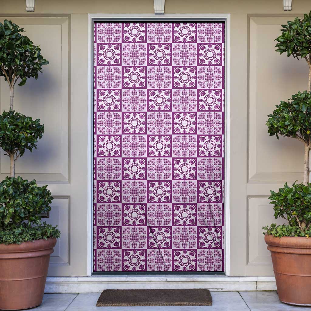 Poni Palaka Quilt Hawaii Door Cover Hawaiian Tropical Monstera Sea Turtle LT14 Purple - Polynesian Pride