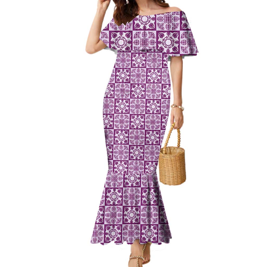 Poni Palaka Quilt Hawaii Family Matching Mermaid Dress and Hawaiian Shirt Hawaiian Tropical Monstera Sea Turtle