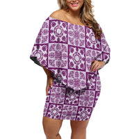 Poni Palaka Quilt Hawaii Family Matching Off Shoulder Short Dress and Hawaiian Shirt Hawaiian Tropical Monstera Sea Turtle