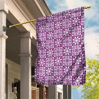Poni Palaka Quilt Hawaii Garden Flag Hawaiian Tropical Monstera Sea Turtle LT14 House Flag Purple - Polynesian Pride
