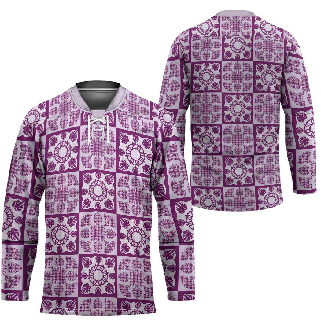 Poni Palaka Quilt Hawaii Hockey Jersey Hawaiian Tropical Monstera Sea Turtle LT14 - Polynesian Pride